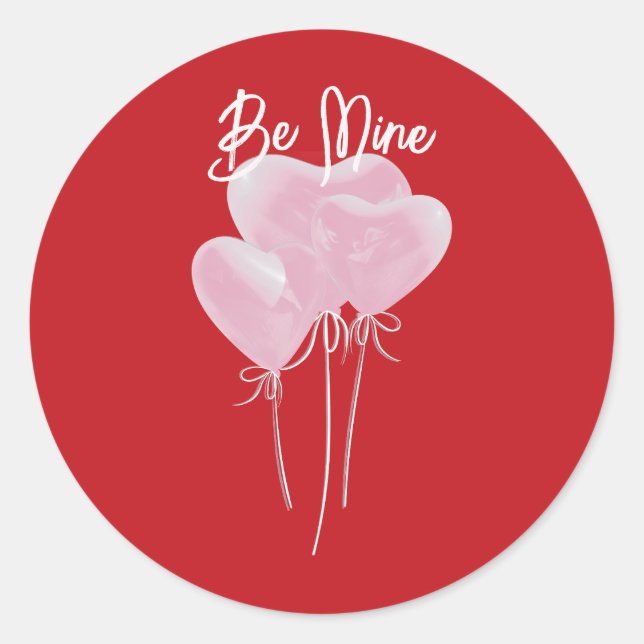 Pegatina Redonda Pink Hearts  (Anverso)