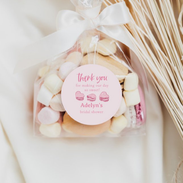 Pegatina Redonda Pink Hearts Bridal Shower Party Favor (Subido por el creador)