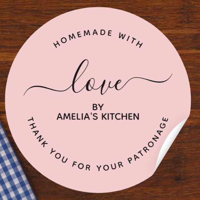Pegatina Redonda Pink Homemade with love thank you Sticker (Subido por el creador)