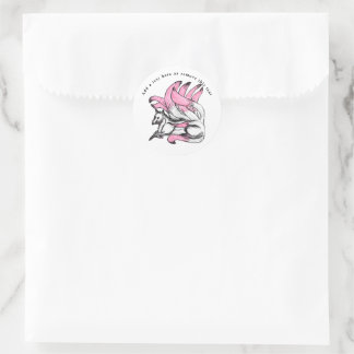 Pegatina Redonda Pink Kitsune
