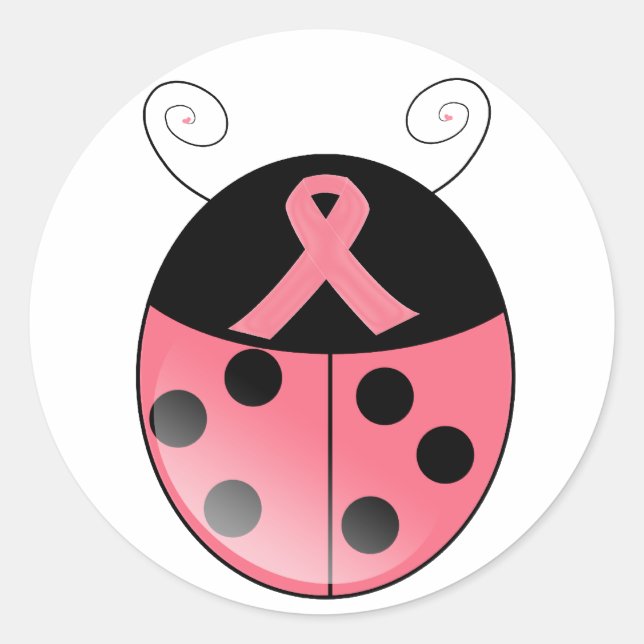 Pegatina Redonda Pink Ladybug (Anverso)