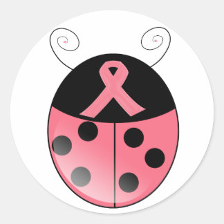 Pegatina Redonda Pink Ladybug