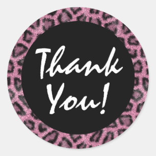 Pegatina Redonda Pink Leopard Print Trendy Fur Pattern Gracias