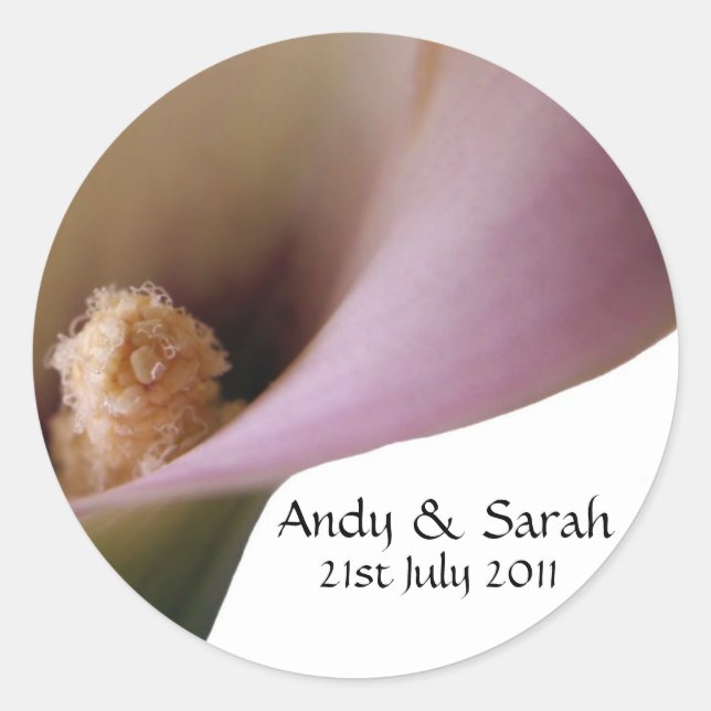 Pegatina Redonda Pink Lilly Wedding Stickers (Anverso)