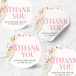 Pegatina Redonda Pink Little Silly Goose Baby Shower