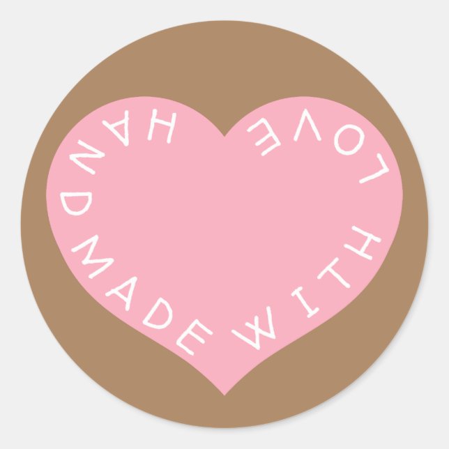 Pegatina Redonda Pink Love heart (Anverso)