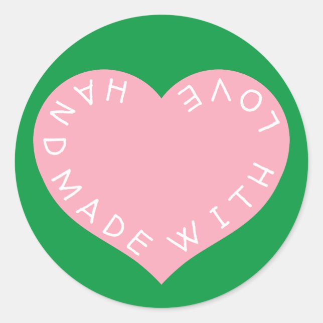 Pegatina Redonda Pink Love heart (Anverso)