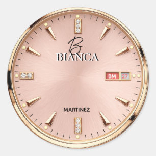 Pegatina Redonda Pink Luxury Watch Elegant Gold and Silver Women's