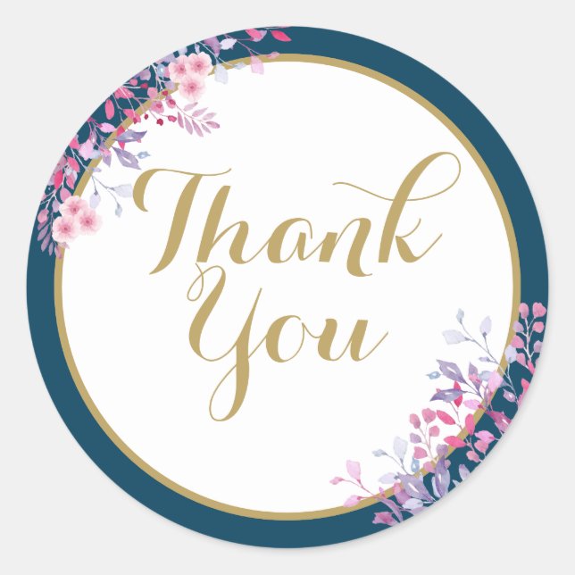 Pegatina Redonda Pink Meadow Floral Bridal Shower (Anverso)