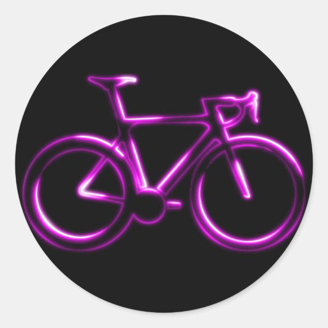 Pegatina Redonda Pink Neon Glow Road Bicycle Sticker (Anverso)
