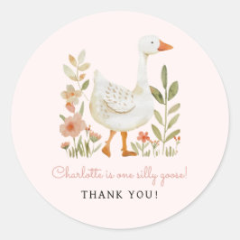 Pegatina Redonda Pink One Silly Goose Cumpleaños
