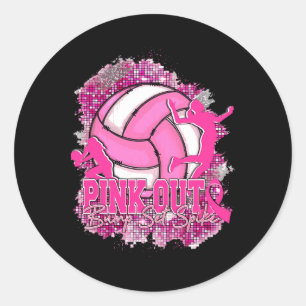 Pegatina Redonda Pink Out Bump Set Spike Volleybyll Cancer A