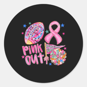 Pegatina Redonda Pink Out Footll Pink Ribbon Awarenes Sobre El Cánc