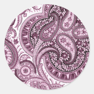 Pegatina Redonda Pink Paisley