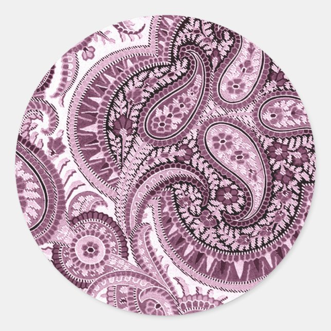 Pegatina Redonda Pink Paisley (Anverso)