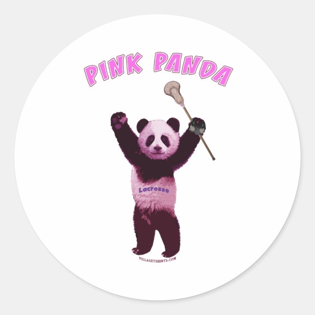 Pegatina Redonda Pink Panda Lacrosse (Anverso)