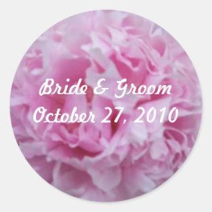 Pegatina Redonda Pink Peonies Peony Wedding Stickers