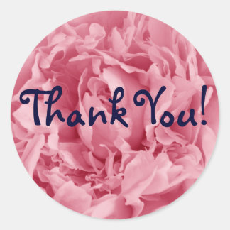 Pegatina Redonda Pink Peony, ¡Gracias!