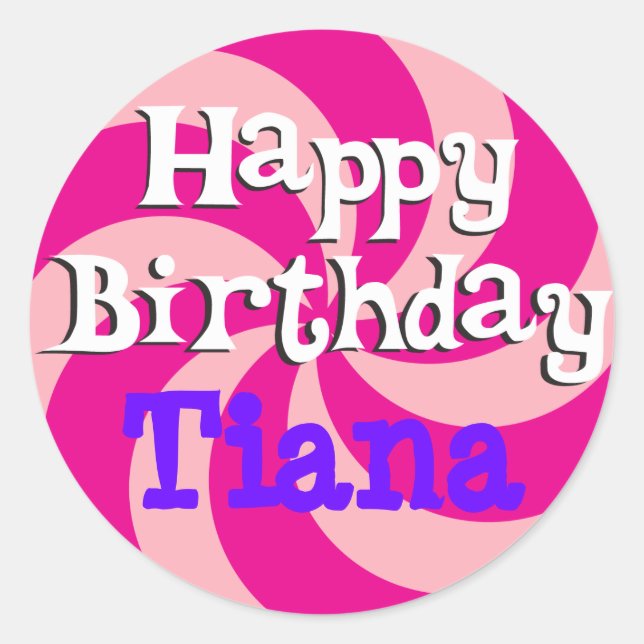 Pegatina Redonda Pink PinWheel Girly Birthday Badge (Anverso)