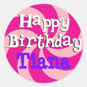 Pegatina Redonda Pink PinWheel Girly Birthday Badge