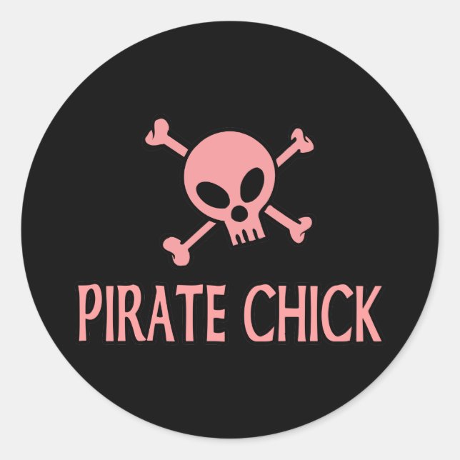 Pegatina Redonda Pink Pirate Chick (Anverso)