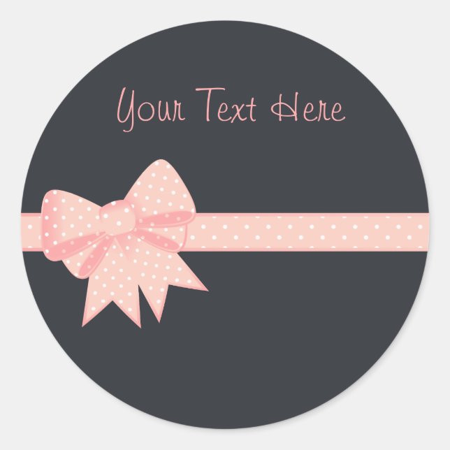 Pegatina Redonda Pink Polka Dot Bow Sitkers (Anverso)