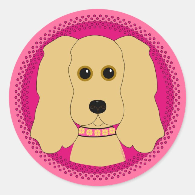 Pegatina Redonda Pink Poochie (Anverso)