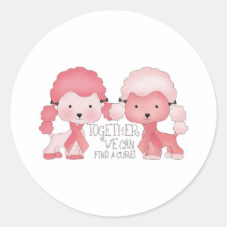 Pegatina Redonda Pink Poodle-Together: Podemos encontrar una cura