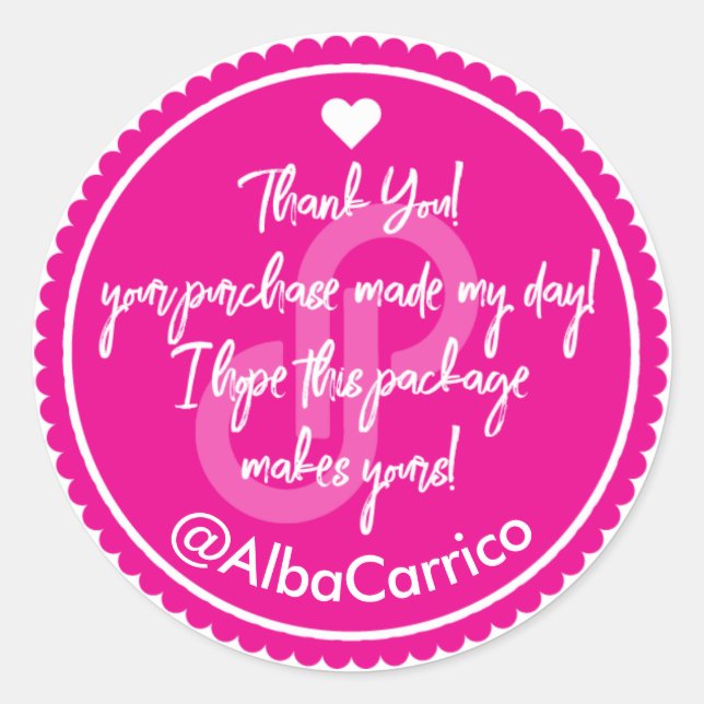 Pegatina Redonda Pink Poshmark Gracias (Anverso)