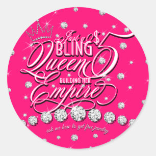 Pegatina Redonda Pink Pregúntame cómo conseguir joyas de la corona