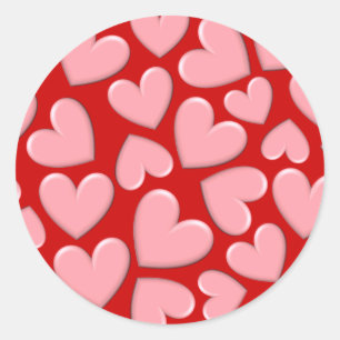 Pegatina Redonda Pink Puffy Hearts