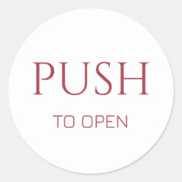 Pegatina Redonda Pink Push to Open Door Sign