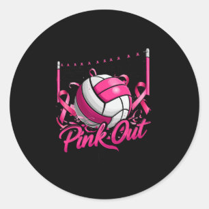 Pegatina Redonda Pink R: Voleibol Provoca Conciencia sobre el Cánce