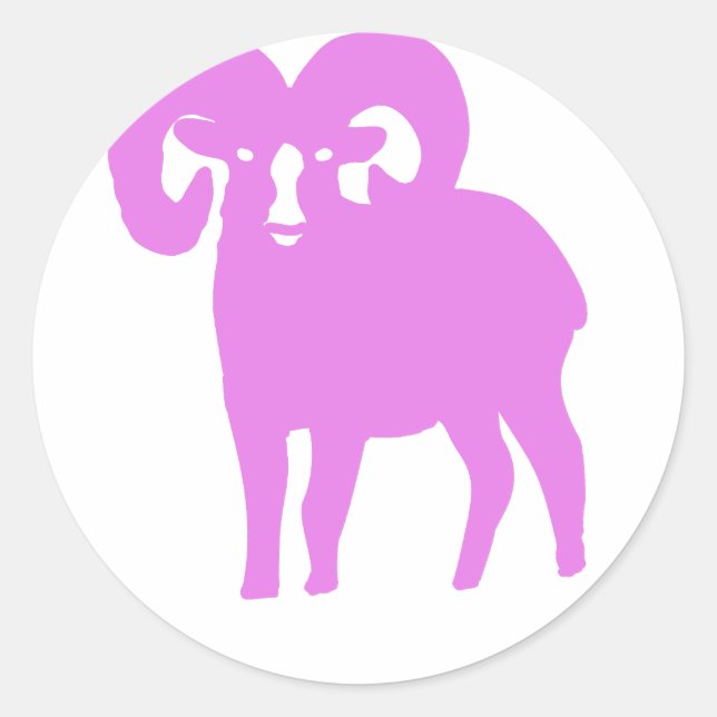 Pegatina Redonda Pink Ram Silhouette (Anverso)