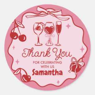 Pegatina Redonda Pink Red Dirty Treinta Birthday Party