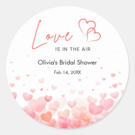 Pegatina Redonda Pink & Red Love is in the Air Bridal Shower 