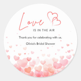 Pegatina Redonda Pink & Red Love is in the Air Bridal Shower 