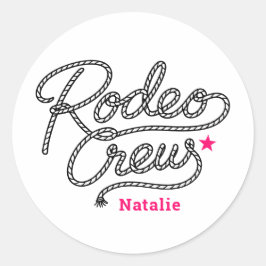 Pegatina Redonda Pink Rodeo Crew Western Bachelorette Party