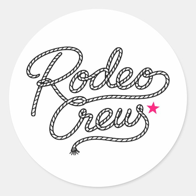 Pegatina Redonda Pink Rodeo Crew Western Bachelorette Party (Anverso)