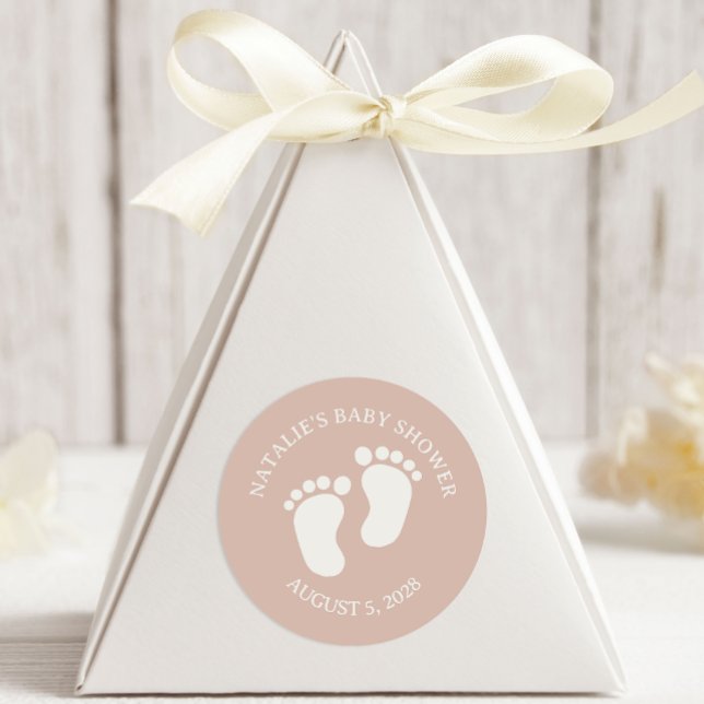 Pegatina Redonda Pink Sandstone Typography Baby Shower (Subido por el creador)