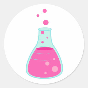 Pegatina Redonda Pink Science Beaker