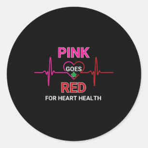 Pegatina Redonda Pink se vuelve rojo , Conciencia sobre la salud de