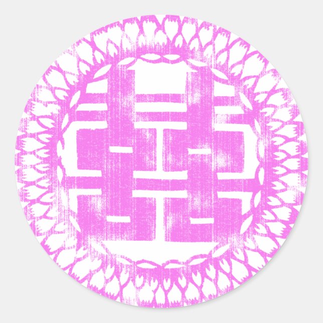 Pegatina Redonda Pink Shuan Xi (Anverso)