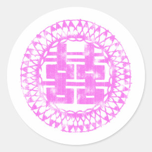 Pegatina Redonda Pink Shuan Xi
