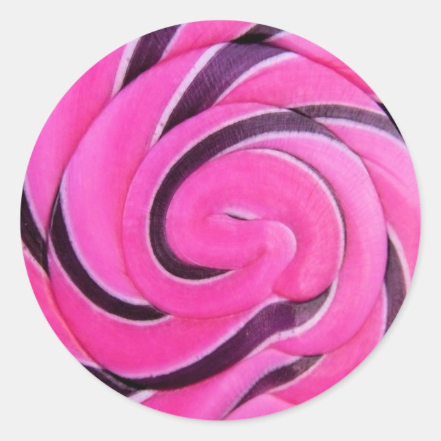 Pegatina Redonda Pink Swirl Lolly (Anverso)