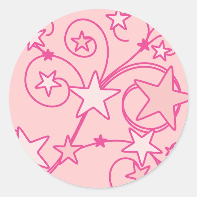 Pegatina Redonda Pink Swirly Works (Anverso)