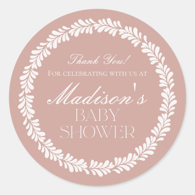 Pegatina Redonda Pink Talavera Tile España Fiesta Baby Shower (Anverso)