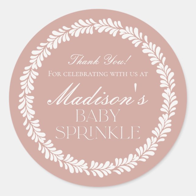 Pegatina Redonda Pink Talavera Tile Fiesta España Bebé Sprinkle (Anverso)