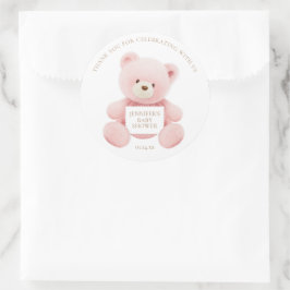 Pegatina Redonda Pink Teddy Bear Gracias