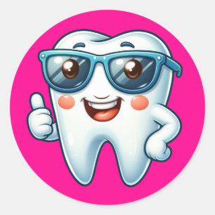 Pegatina Redonda Pink Tooth